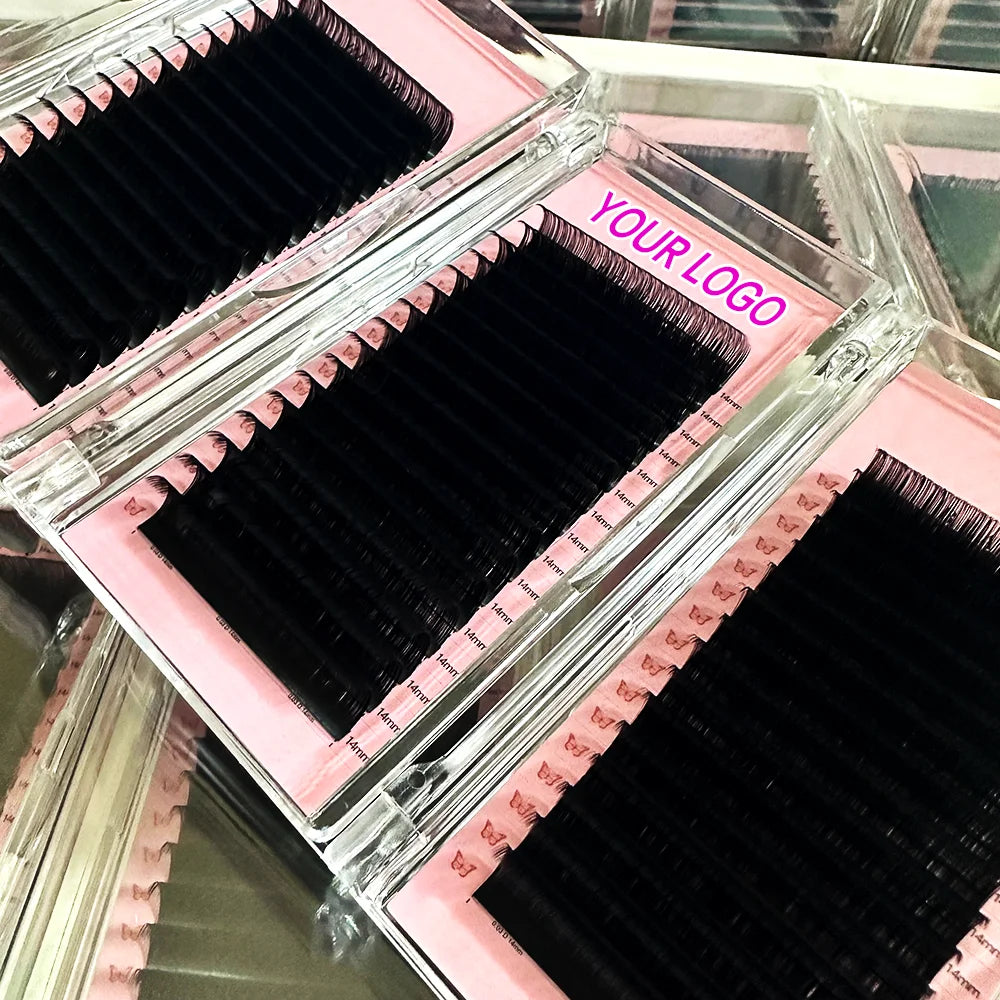 Wholesale 0.03 Dark Fluffy Matte Black Lash Extensions Tray Private Label Cashmere Individual Volume Lash Extension