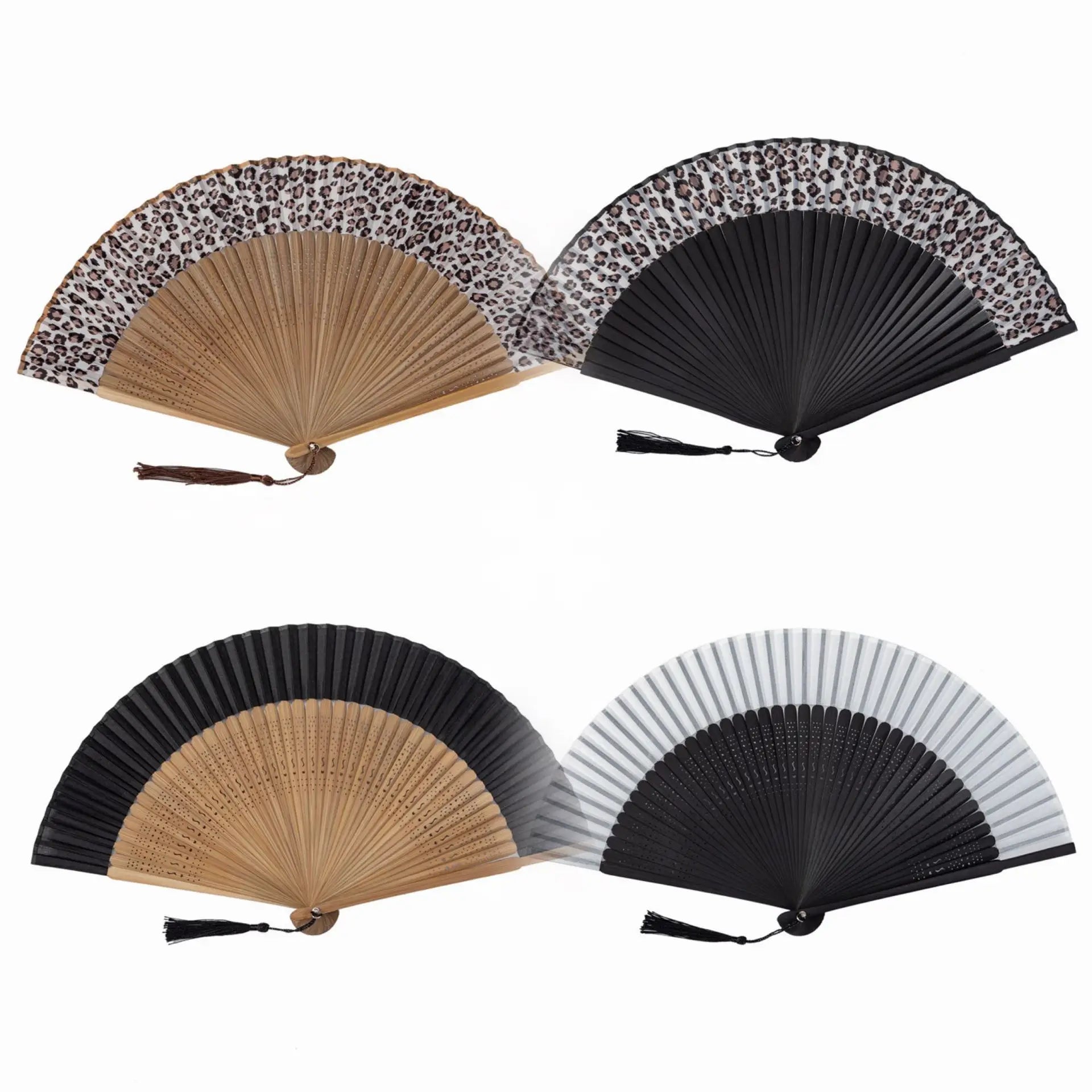 Ladies Folding Hand Fan Foldable Chinese Vintage Bamboo Silk Fan Suitable for Dance Hot Flash Church Decoration Music Festival