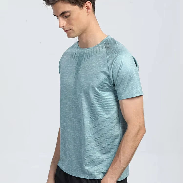 Blank Woven Polyester Solid Short Sleeve Breathable Quick Dry Gym Training Fitness Sportswear Mens Workout T-Shirts Custom Logo