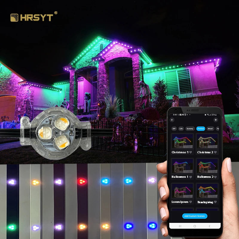 HRSYT IP68 Outdoor Holiday Christmas Permanent Led Window Border Decoration for Storefront Led Point Lights