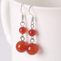 Natural Stone Ball Earrings for Women Healing Crystal Dangle Earrings Gemstone Beaded Drop Hook Earrings Jewelry Gift for Her