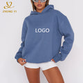 Custom Winter Knitted Fabric100% Cotton Polyester Print Logo Blank Stringless Pullover Women's Baggy Sweatshirt Casual Hoodies