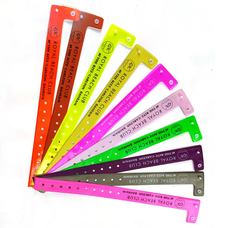 Wide L Shape Custom Waterproof One Time Use Vinyl Event Id Wristband