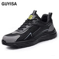 GUYISA New Black Anti - Smash Anti - Puncture Steel Wire Cloth European Standard Steel Toe Cap Safety Shoes