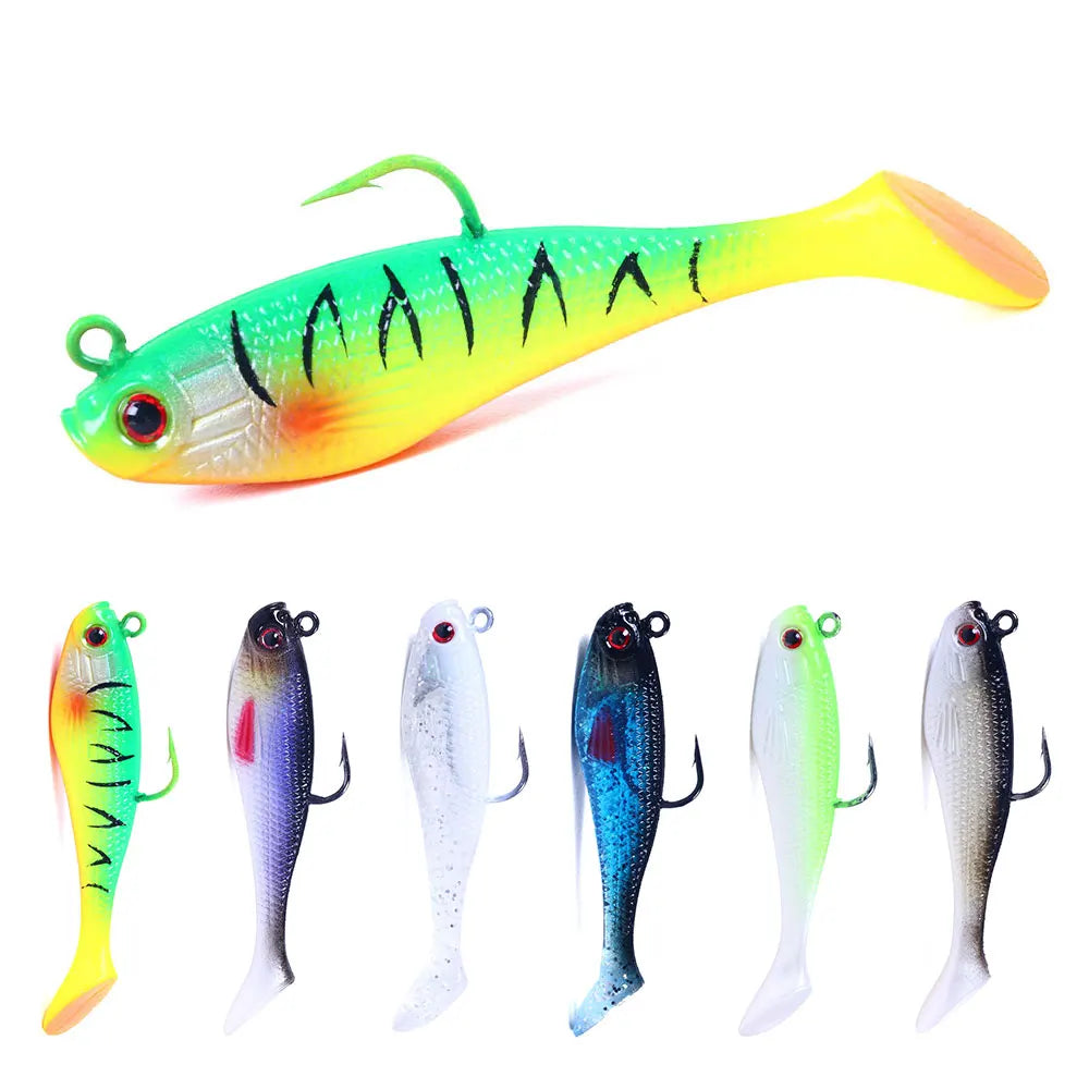 8cm 10g Soft Fishing Lures Tail Swimming Baits with Fishing Hooks Soft Fish Lures