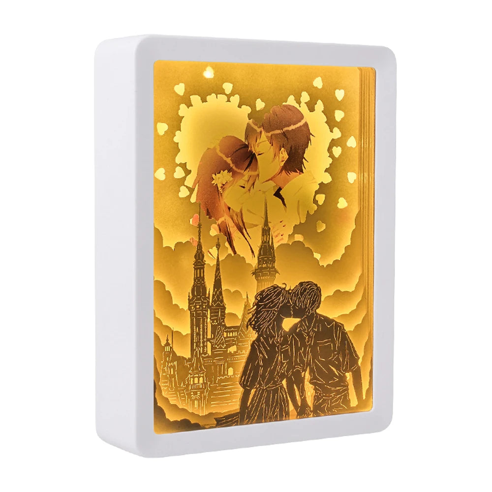 Customized Picture Frames Photo 3D Paper Carving Crafts Night Light Box Desk Lamp for Home Decor