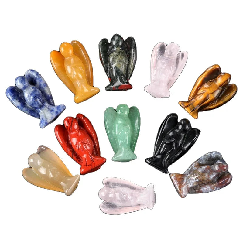 Wholesale Crystal Carved 1 Inch Angel Color Mixed Quartz Mini Ornament for Home Decor
