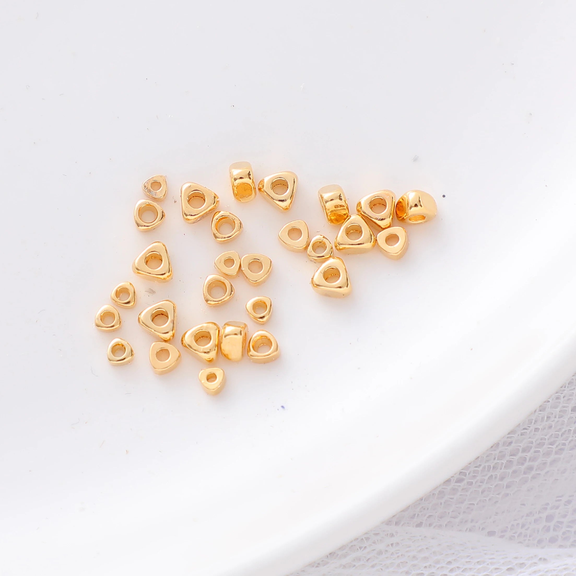 Brass Gold Plated Scattered Beads Not Rust Not Allergic Golden Beads Jewelry Accessories DIY Triangle Spacer Beads
