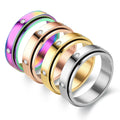 18K Gold-plated Fashionable Jewelry Rotatable Titanium Steel Diamond-encrusted Rings Couple Rings and Popular Accessories