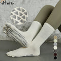 Wholesale Custom Anti Slip Cotton Knit Silicon Grips Five Toes Ankle Dance Pilates Yoga Socks for Women Sportswear Gym Fitness