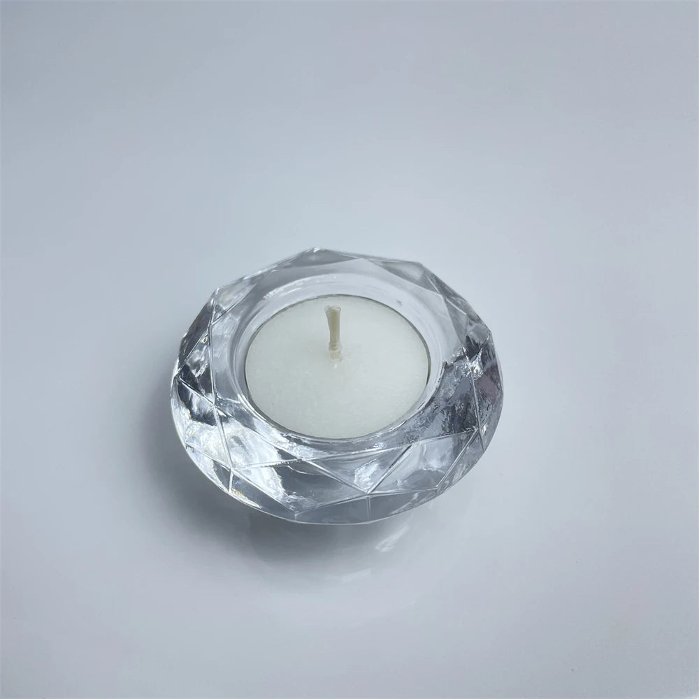Cheap Votive Holder Christmas Bars Decoration Crystal Round Chunky Glass Small Clear Candles Holders