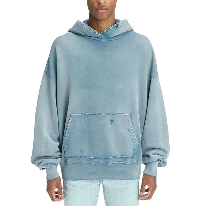 OEM Acid Washed Pullover Oversized Hoodie Custom Tie-Dye Print 100% Cotton Sweatshirts Plus Size Men's Boxy Autumn Style