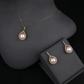 Fashion Pearl Drop Earrings and Necklace Set Women Gold Plated Stainless Steel Jewelry Set