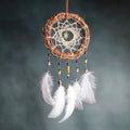 Vintage Bohemian Macrame Dreamcatcher Wall Hanging Handwoven Rattan Ornament for Bedroom Living Room Crystal Material Home Decor