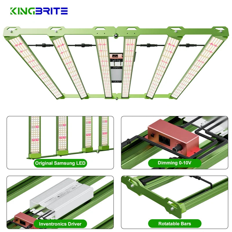 No Tax to EU 2.948umol/J Kingbrite 600W Samsung LM301H EVO Bars Led Grow Lamp Plant Light Rotate Inward/Outward