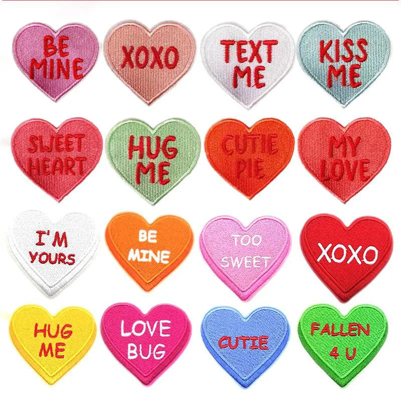 NODA New Colors  Iron on Sweet Words love Heart Patches for Lovers