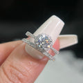 Wholesale 925 Silver 1Carat Round Shape VVS1 Moissanite Diamond Wedding Engagement Eternity Band Women's Ring Couple Set Jewlery
