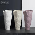 Meilin Living Italian Porcelain Vases Modern Rustic Wide Mouth Tall Torch Nordic Flower Texture Colorful Home Decor Ceramic Vase MegaBDM