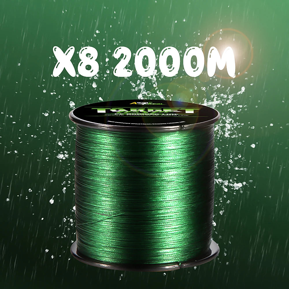 Ascon Fish Braided Wire PE Multifilament Fishing Line 8 Strands 2000m Sink Tip Floating Super Strong Tippet for Lake Saltwater