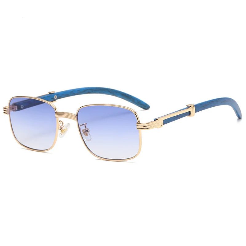 Retro Rectangular Sunglasses Women Men Brand Designer Wooden Color Square Sun Glasses Eyewear UV400 Driving Eyeglasses