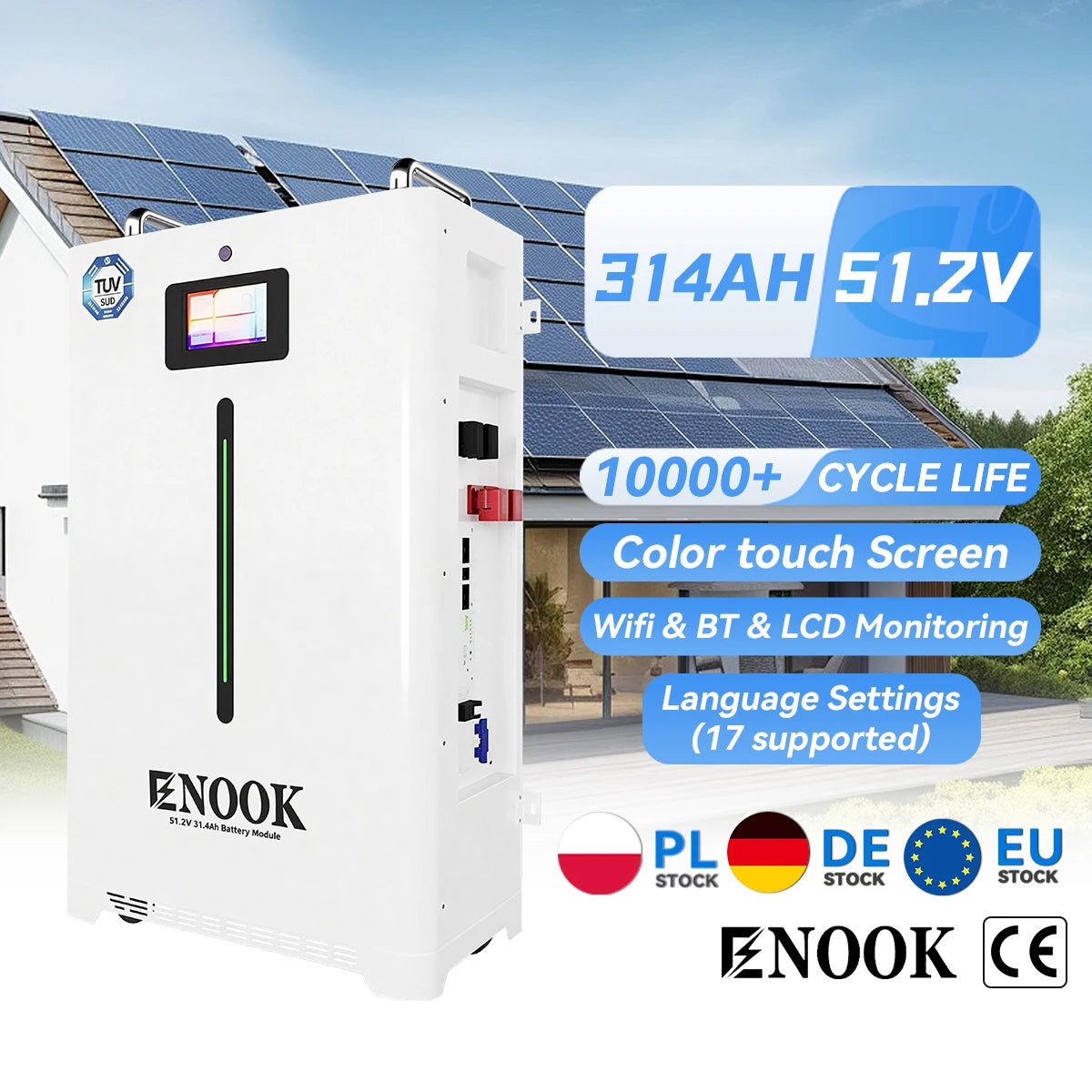 51.2V 314Ah LiFePO4 Battery Packs 16kwh 15kwh LFP Battery Air Breaker 10000 Times Home Energy Storage Battery Pack Eu Lithium