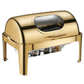 Luxury Gold Chaffing Dishes Catering Food Warmer 9L Luxury Gold Rectangle Large Roll Top Chafing Dish for Hotel Restaurant