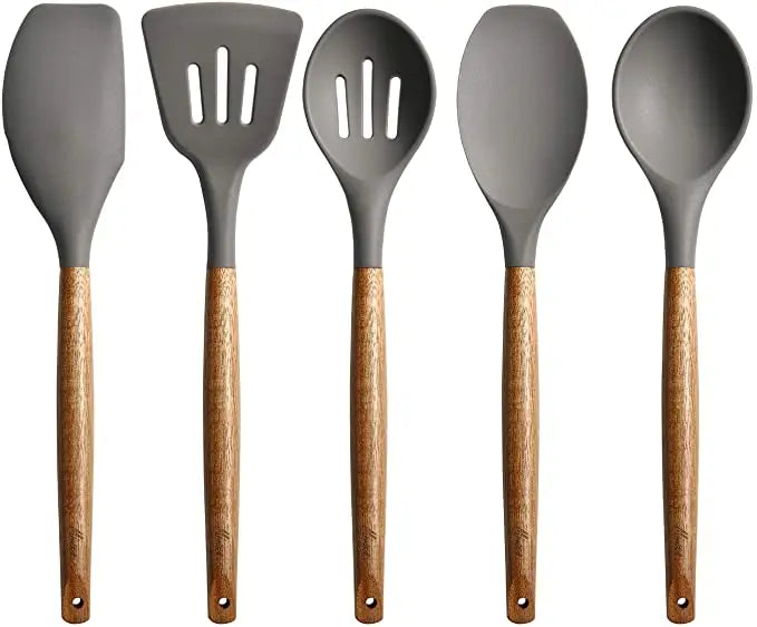 Home and Kitchen Accessories 5Pcs Heat Resistant Food Silicone Kitchen Utensils Cheap Cooking Spatula Set