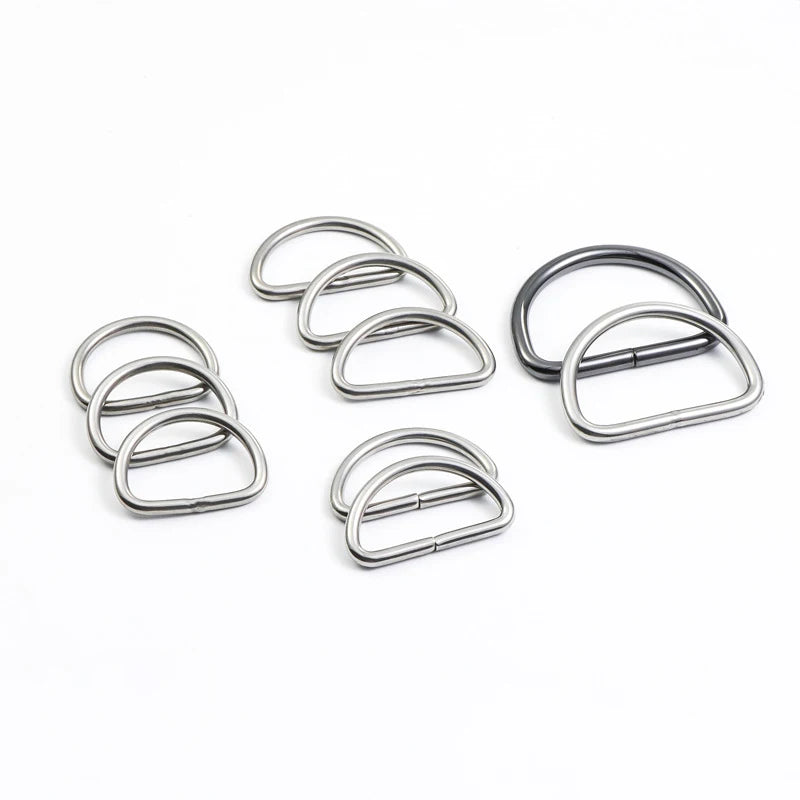 Galvanized Metal D-Ring Buckle 4-Point Stainless Steel Pet Rope Accessory with 12mm Semi-Circular D-Buckle Welding Hardware