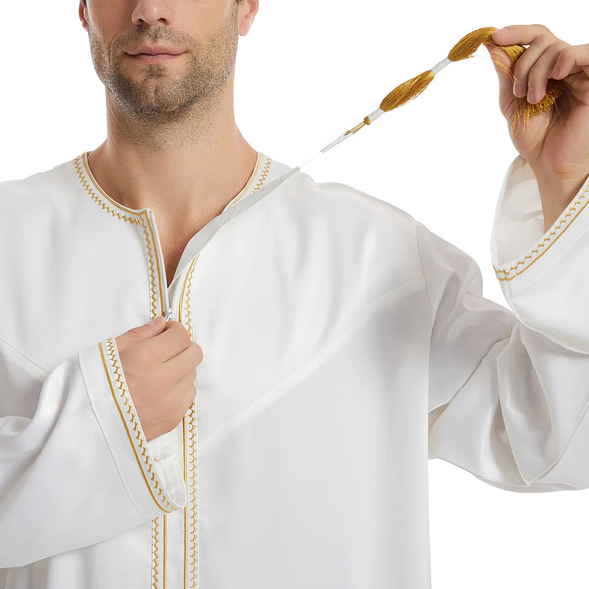 Private Label Oman Thobe Men Dubai Men Long Sleeve Thobe Muslim Clothing for Men