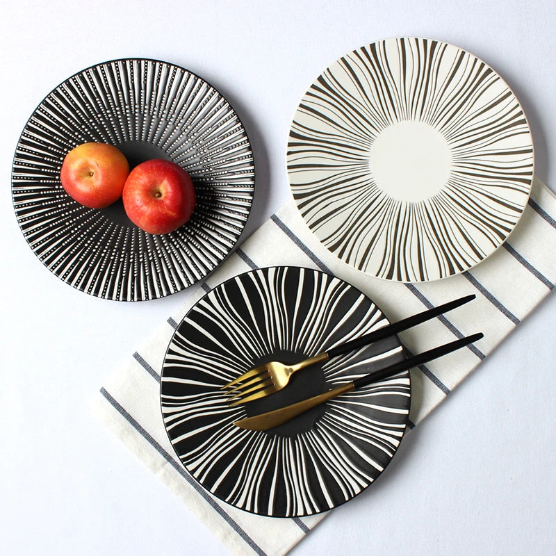 Nordic Style Round Ceramic Plate Eco-Friendly Flat Dish for Steak Western Food Dessert Dinner Hot Selling Inspired Home Plate