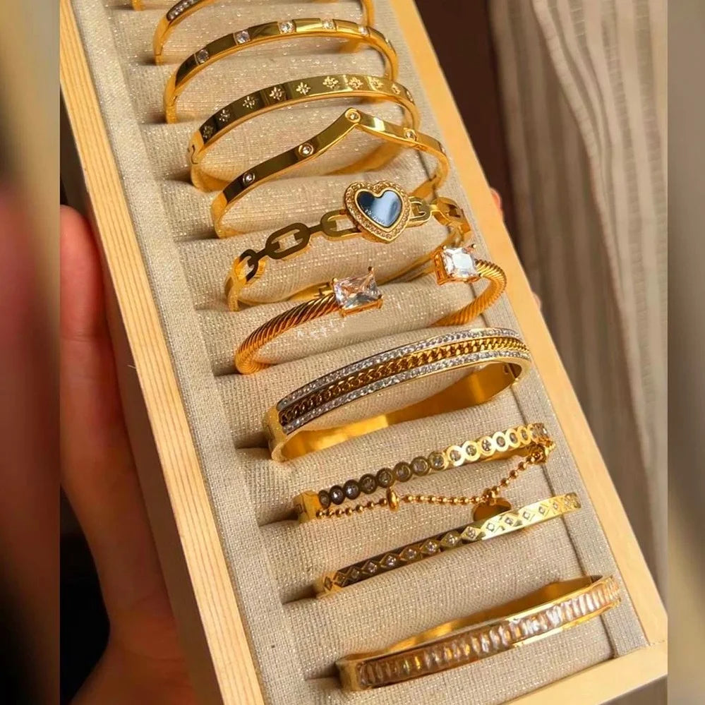 Designer Bijoux Acier Inoxydable Tarnish Free 2023 Gold Plated Jewelry Accessories Women Stainless Steel love Bracelet Bangles