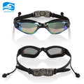Support Sample OEM Anti-fog Anti-UV Adult Swimming Glasses With Surf Ear Plugs  Black Swimming Goggle