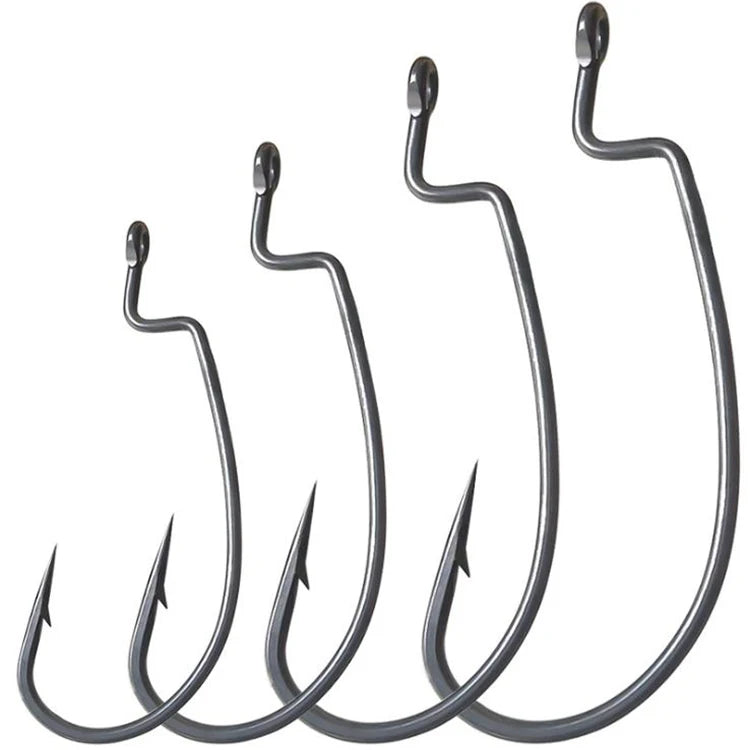 Top Right FH417 Wide Sharp Soft Worm Hook EWG Teflon Layer Offset Worm Hooks for Soft Fishing Lures Bass Barbed Fishhook