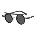 2025 Unisex Punk Sunglasses Custom UV400 Yellow Lens with Small Irregular Round Frame Personalized Hip-Hop Style for Men Women