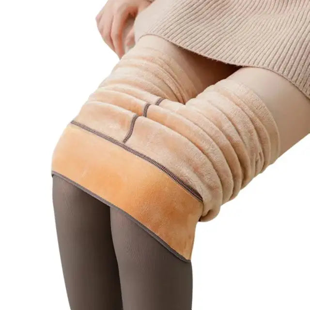 Women's Winter All-in-One Pants Cashmere Knitted Pantyhose with Transparent Compression Thickened Nylon Shiny Seamless Tights