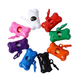Wholesale Bone Shape Pure Colour Bag Dog Poop Bag Dispenser Custom logo