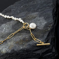 Minimalist 925 Sterling Silver Chunky Chain Pearl Jewelry Necklace