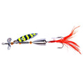 Wholesale SP168 9.5cm 9.3g Rotating Sequin Metal Spinner Baits Spoon Fishing Lures with Feather Hook