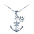 925 Pure Silver Anchor Necklace Stars Rudder Combination Classic Necklace Pendant