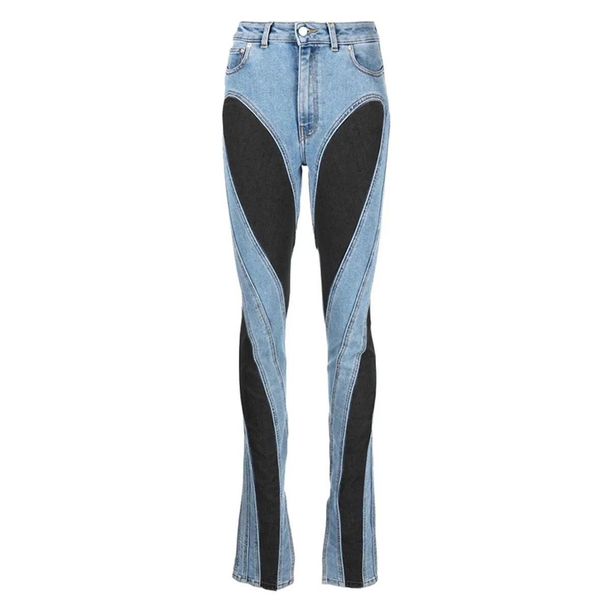 New Aipa New Fall Winter Fashion Design Patchwork Straight Jeans Pant High Waist Bodycon Sexy Pocket Jeans Casual for Women Lady