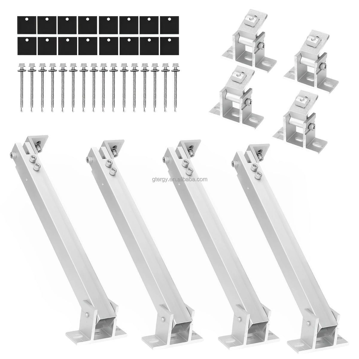 Wholesaler Aluminium PV Racking Tilt Adjustable Front Rear Leg Photovoltaic Mount Flat Roof Solar Panel System Mounting Brackets