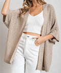 ODM OEM Custom Spring Summer Women's Knitwear Open Front Thin Lightweight Linen Knit Short Sleeve Cardigan Sweater for Women