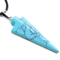DIY 7 Chakra Hexagonal Cone Blue Spot jasper Pendant Yoga Healing Energy Column Necklace Crystal Point Pendulum