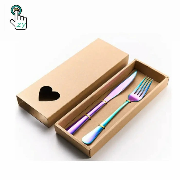 Reusable Eco Friendly Accessories Stainless Steel Cutlery Set Zlovy Factory Knife Fork Spoon 2 Pcs Set with Gift Box Packaging