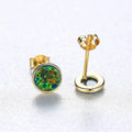 Exquisite Tiny 925 Sterling Silver 18k Gold Natural Blue Fire Opal Stud Earrings For Women Gifts