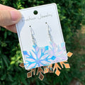 Handmade New Christmas Series Gold-Plated Diamond Pearl Earrings Shiny Colorful Snowflake Acrylic Pendant Flower Shape Elegant