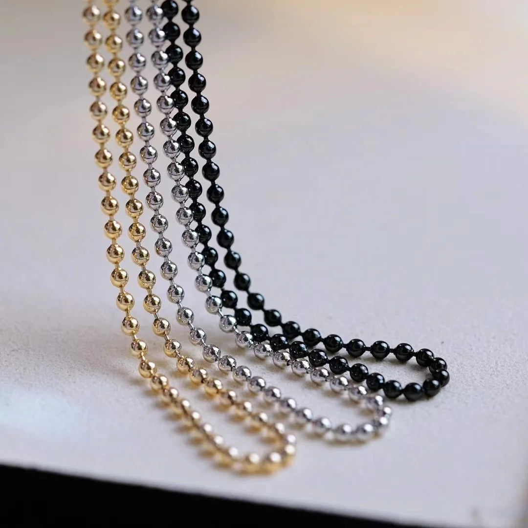 N503 925 Sterling Silver 18k Gold Plated Freshwater Pearl Beads Necklace Accessory DIY Mountings Wedding Jewelry Wholesale