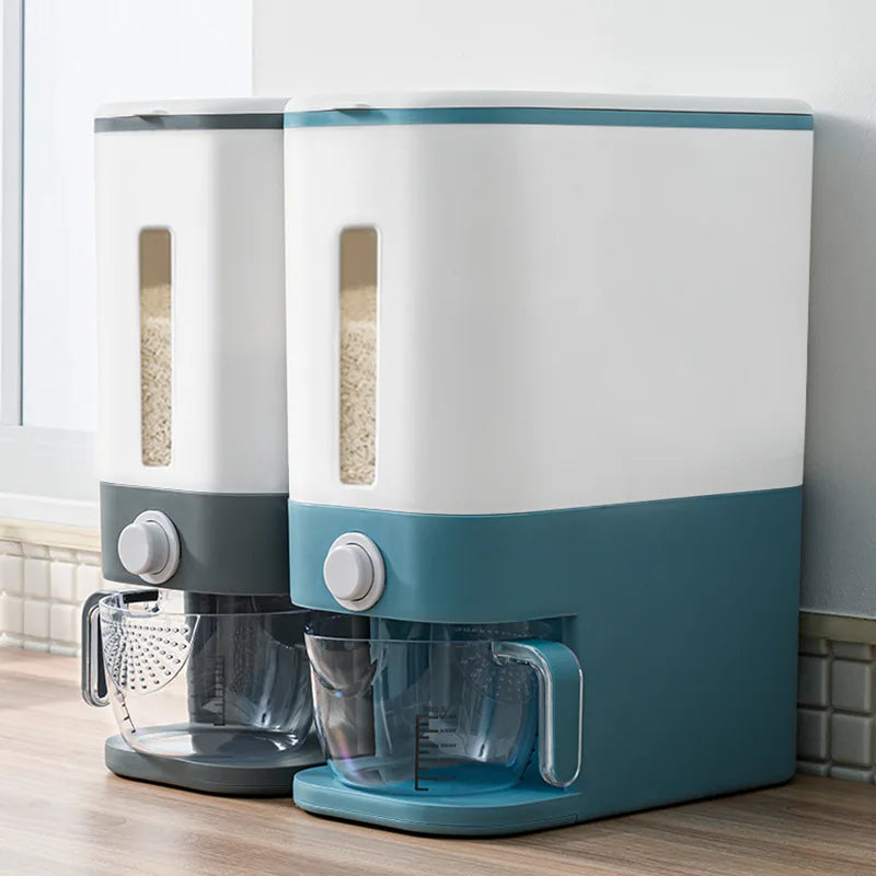 Rice Dispenser Large Grain Container Storage  Measuring Cylinder Moisture Proof Household Cereal 12kg Rice Dispenser with Lid
