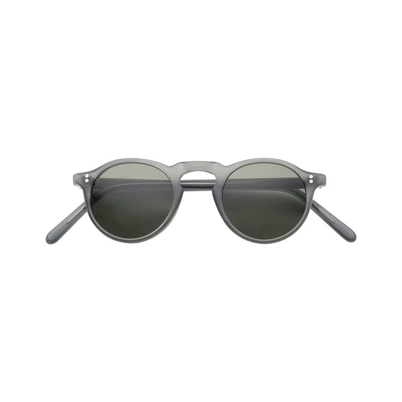 Italian Retro Round Polarized TAC Lenses Acetate Full Rim Gray Comfortable Sunglasses Manufacturer