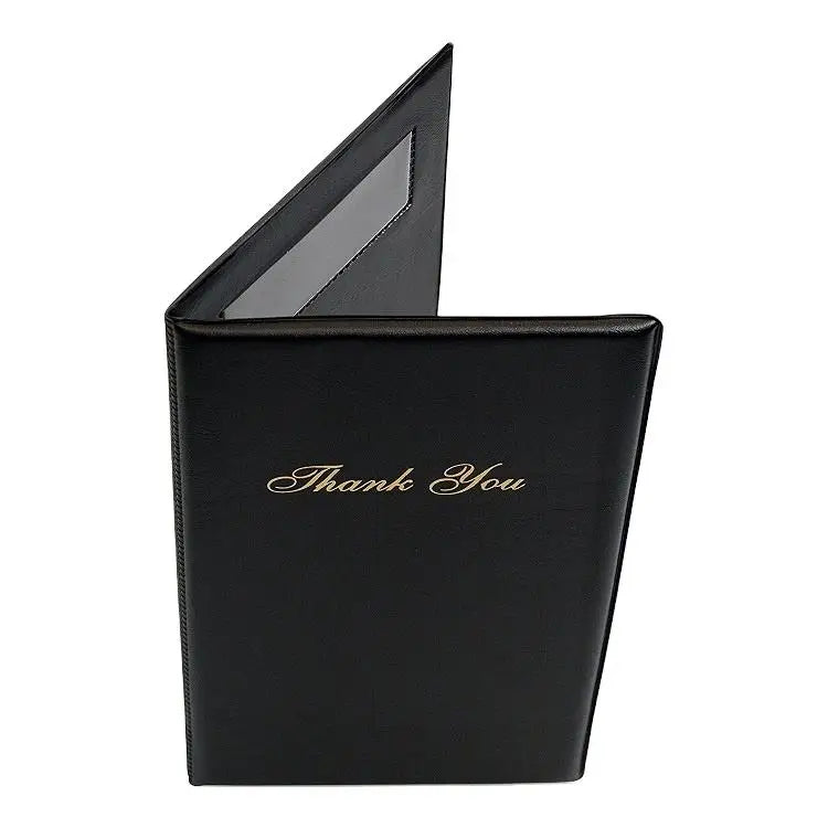 Check Presenters for Restaurants Guest Check Card Holder- Black with Gold Thank You Imprint- Bill Book Restaurant Supplies